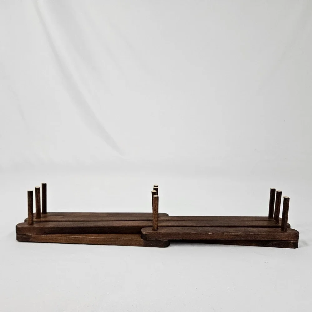 Vtg Wood Expandable Accordion Folding Rack 10 Peg Wall Hanger Hat Coat Jewelry